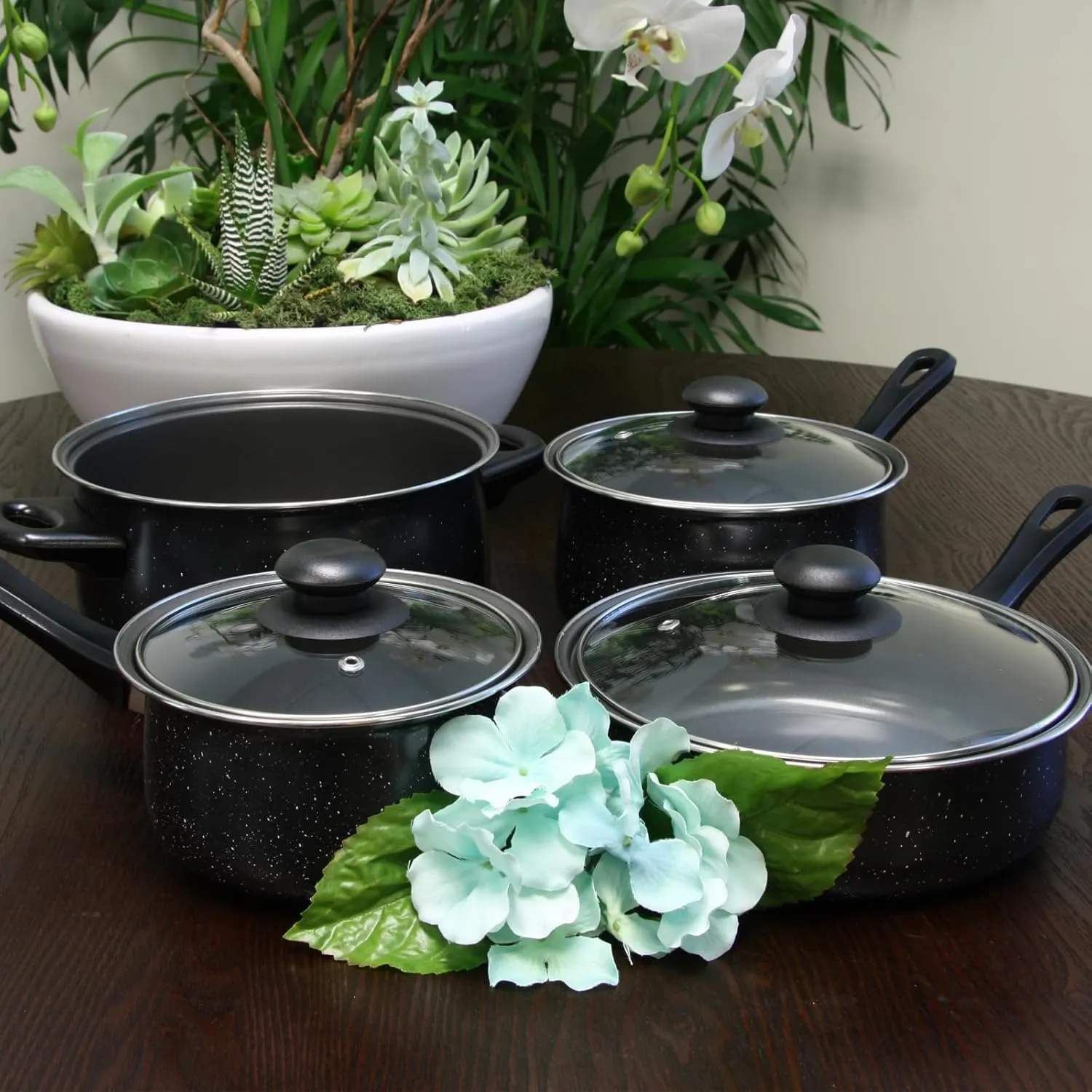Gibson Home Casselman 7 Piece Cookware Set in Black with Bakelite Handle