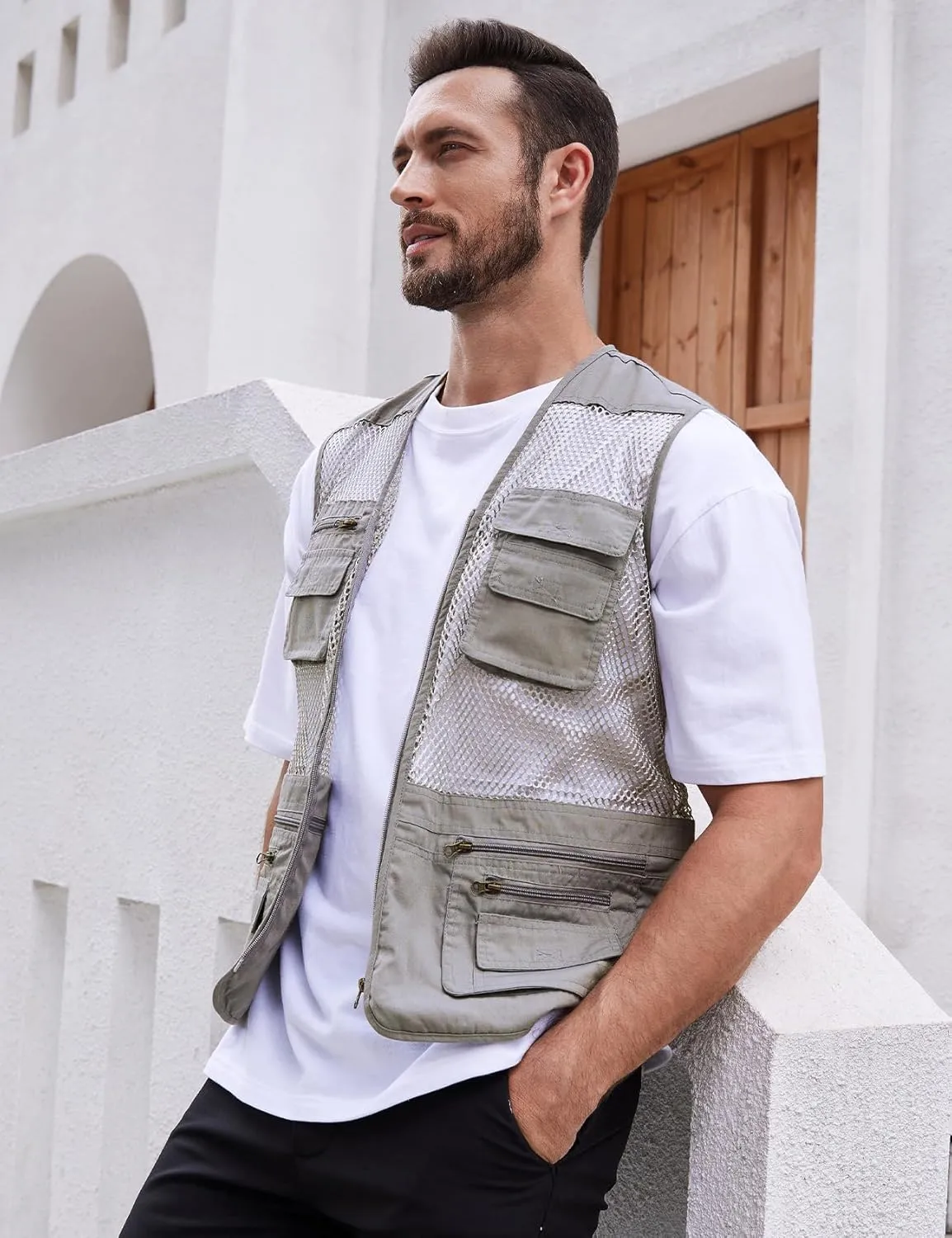 Gihuo Men's Fishing Safari Vest with Pockets for Summer Travel