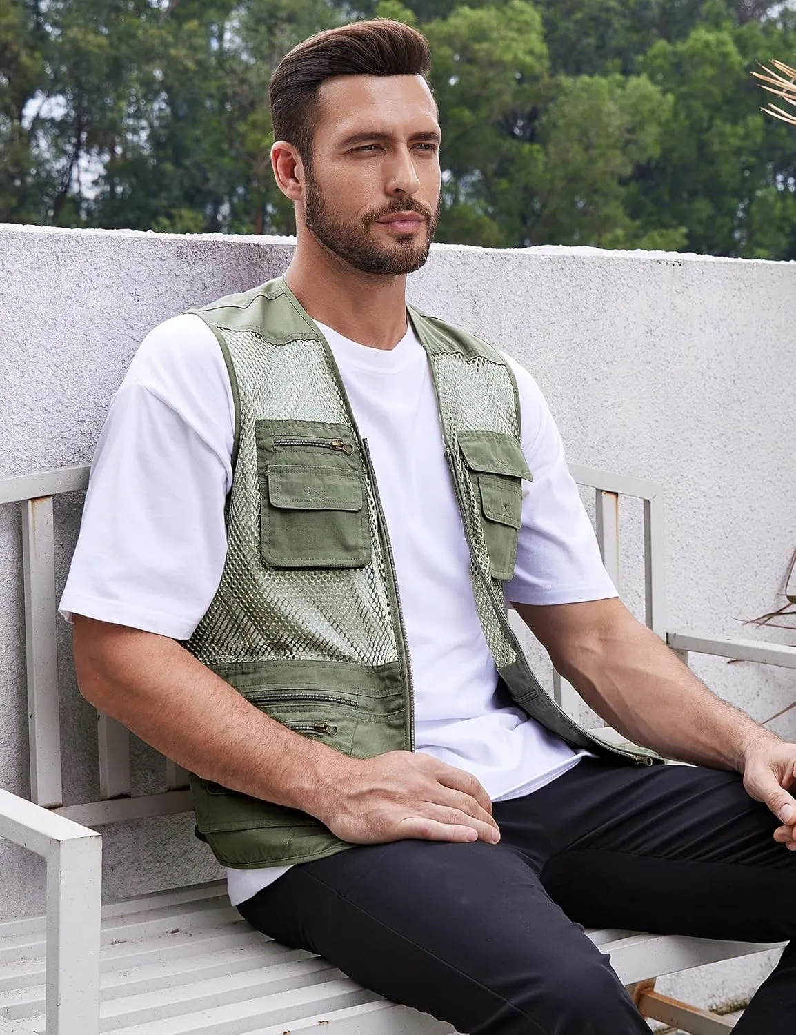 Gihuo Men's Fishing Safari Vest with Pockets for Summer Travel