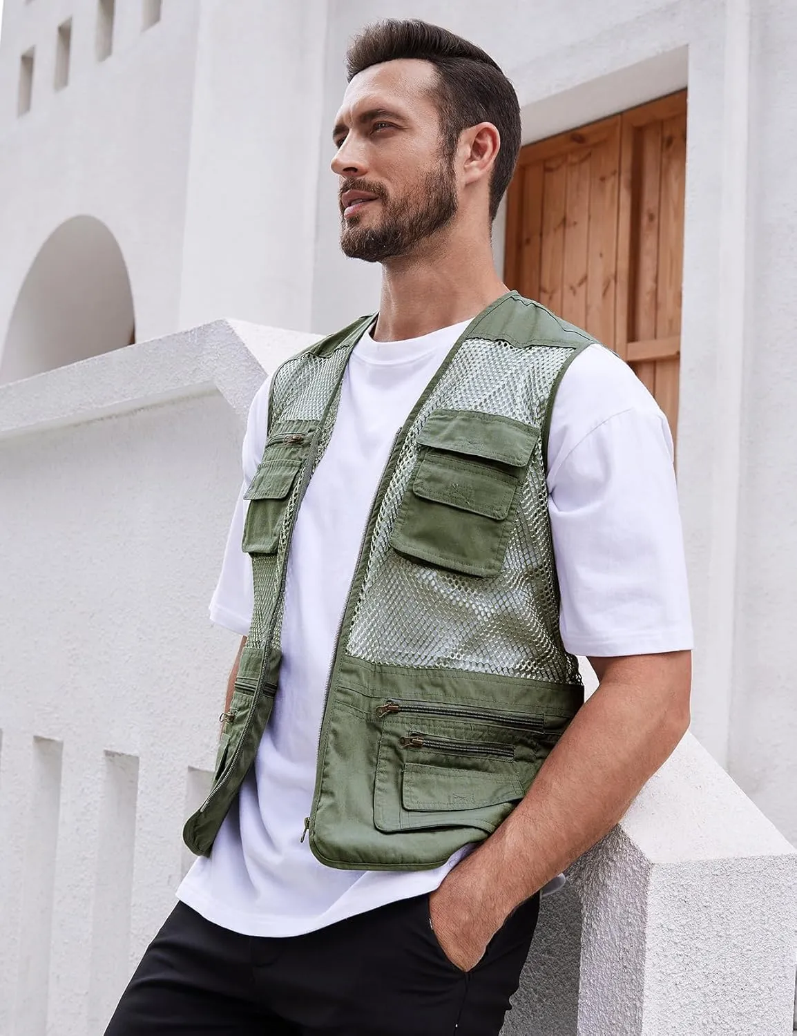 Gihuo Men's Fishing Safari Vest with Pockets for Summer Travel