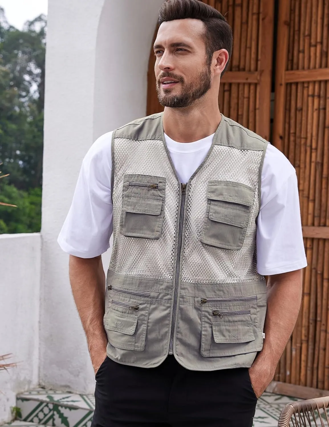 Gihuo Men's Fishing Safari Vest with Pockets for Summer Travel