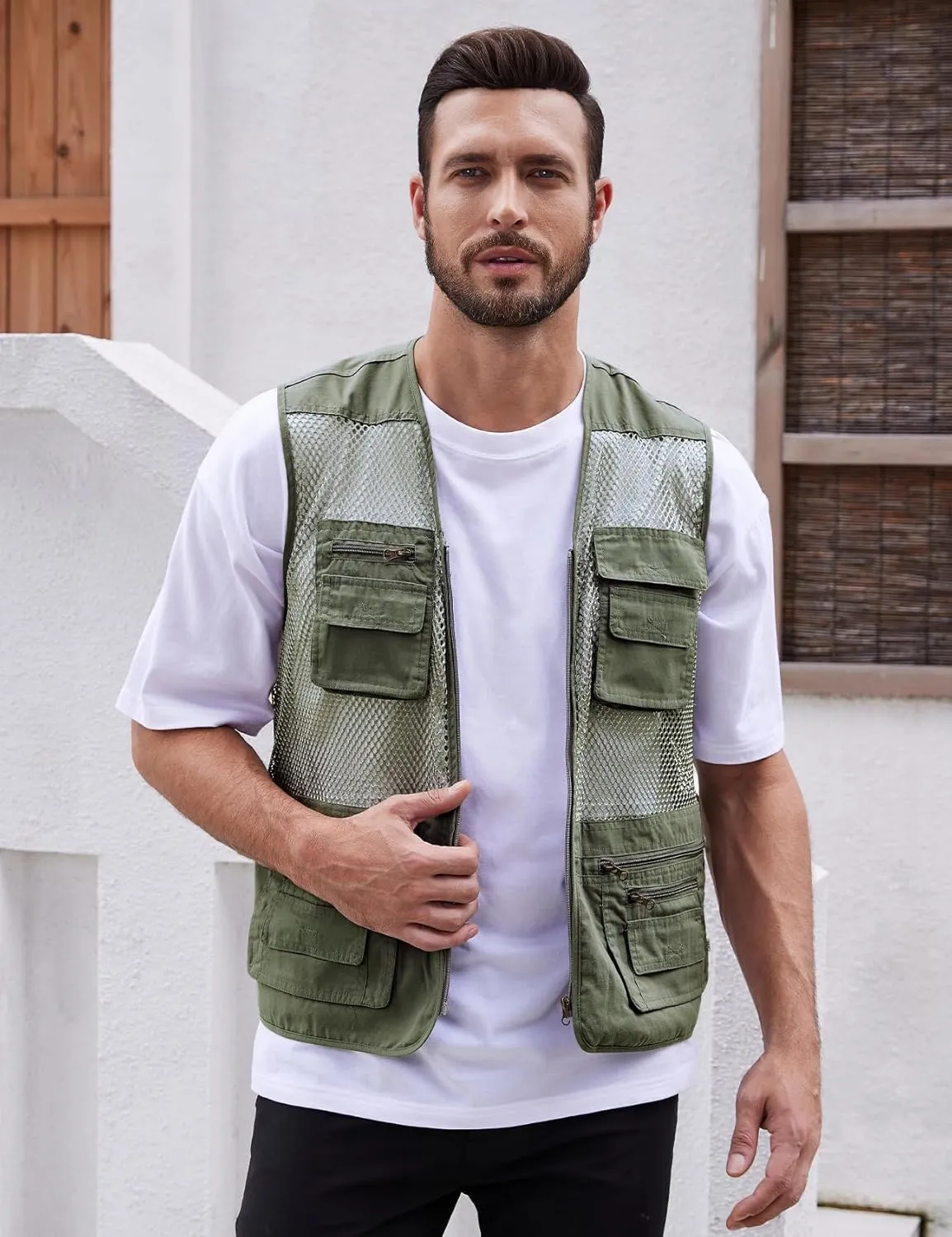 Gihuo Men's Fishing Safari Vest with Pockets for Summer Travel