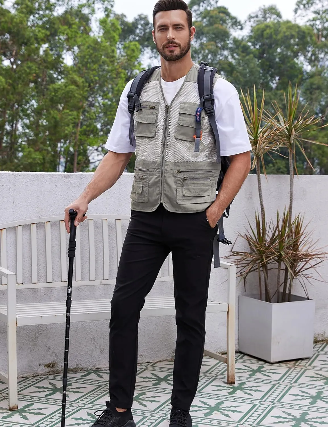 Gihuo Men's Fishing Safari Vest with Pockets for Summer Travel