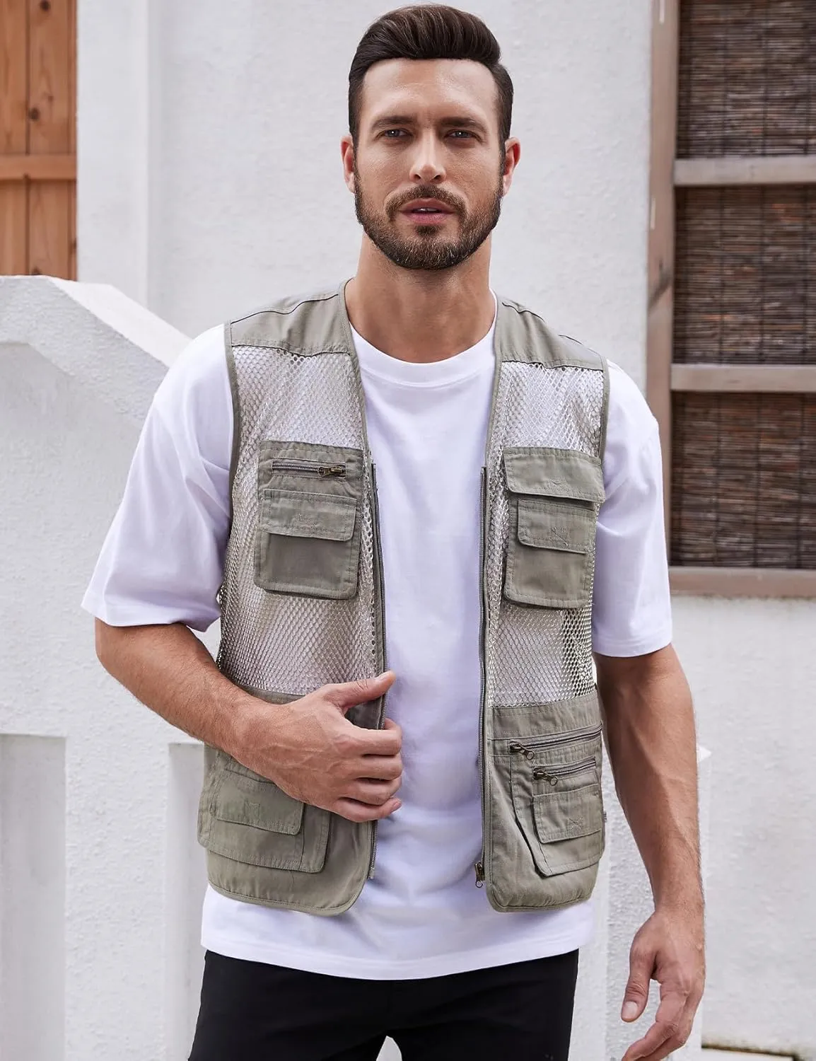 Gihuo Men's Fishing Safari Vest with Pockets for Summer Travel