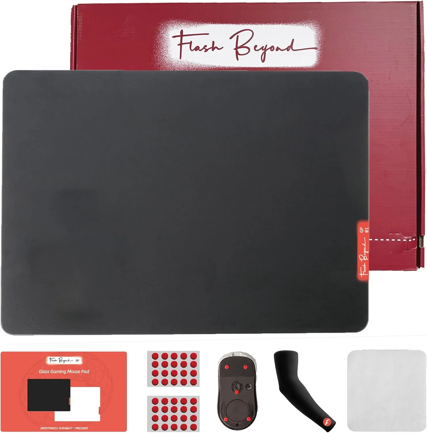 Glass Gaming Mouse Pad - Premium Glass Pad with Anti-Slip Rubber Base - Smooth, Precise Tracking, Durable Surface for High-Speed Gaming, Ideal for FPS Players (Black-50 * 40CM)