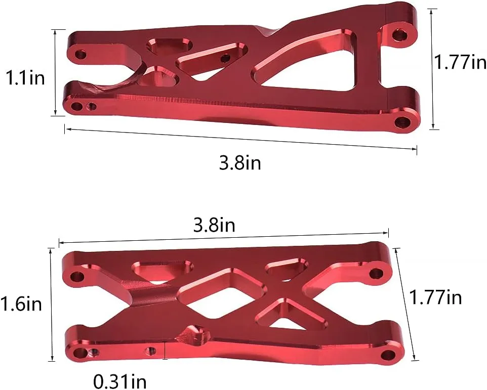 Globact Aluminum Front & Rear Suspension Arms Set for 1/10 Arrma Granite 4X4/Senton/Rc Short Course Truck Upgrade Parts Replacement of AR330443 AR330516 Option Parts(Red)