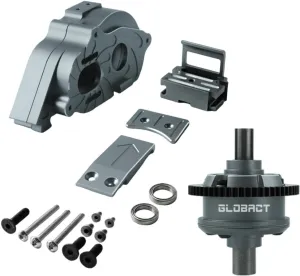 GLOBACT Motor Mount Gear Cover Set with Steel 57T 0.8Mod Center Diff Gear for Arrma 1/10 KRATON Outcast 4S 1/8 Mojave 4S RC Truck Upgrade Parts Replace ARA311192 ARA311169 ARA311165
