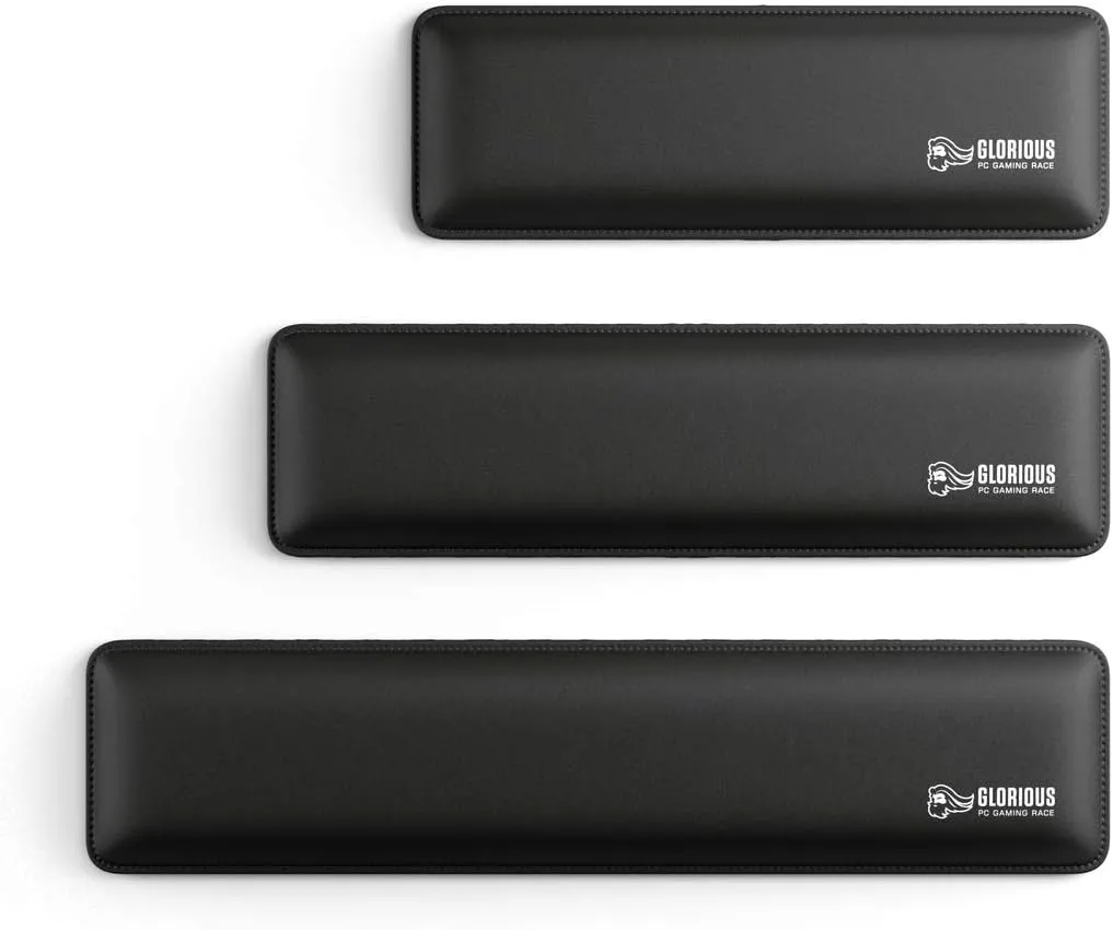 Glorious Wrist Pad/Rest - Compact - Black - Mechanical Keyboards, Stitched Edges, Ergonomic | 12x4 inches | 25mm/1in Thick (GWR-75) Compact (Black)