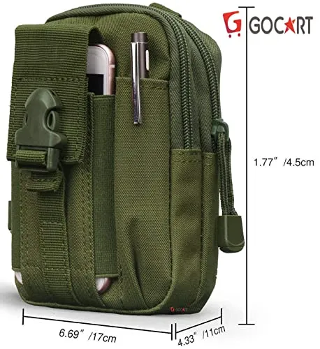 GOCART WITH G LOGO Men's Nylon Outdoor Tactical Waist Bag EDC Molle Belt Waist Pouch Security Purse Phone Carrying Case (Green)