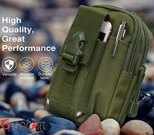 GOCART WITH G LOGO Men's Nylon Outdoor Tactical Waist Bag EDC Molle Belt Waist Pouch Security Purse Phone Carrying Case (Green)