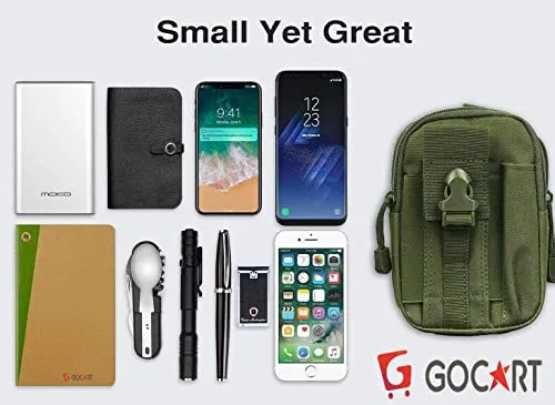 GOCART WITH G LOGO Men's Nylon Outdoor Tactical Waist Bag EDC Molle Belt Waist Pouch Security Purse Phone Carrying Case (Green)