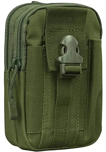 GOCART WITH G LOGO Men's Nylon Outdoor Tactical Waist Bag EDC Molle Belt Waist Pouch Security Purse Phone Carrying Case (Green)