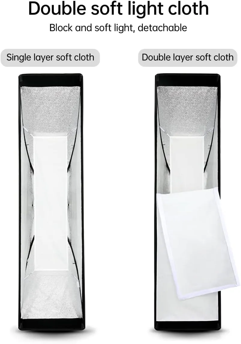Godox 2PCS FW30x120cm/12 x47 Bowens Mount Strip Honeycomb Grid Softbox,Detachable Strip Soft Box with Bowens Mount Speedring,Curved Grid Softbox for Studio Strobe Flash Portrait Product Photography