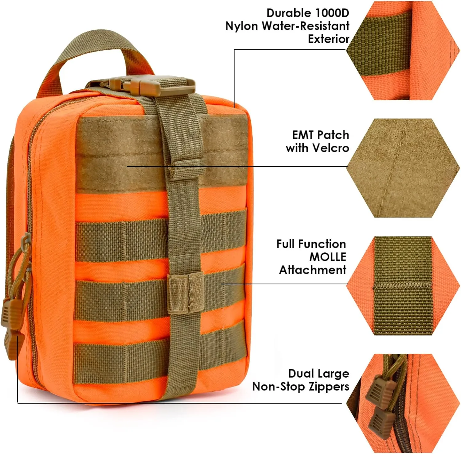 Gogoku 2-Pack First Aid Pouch 1000D Nylon Tactical Molle Medical Pouch Utility Pouch for Outdoor Activities Medical Supplies Bag Only