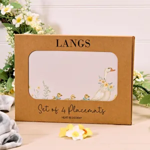 Goose With Ducklings Floral Heat Resistant Placemat Box Of 4 - Multi