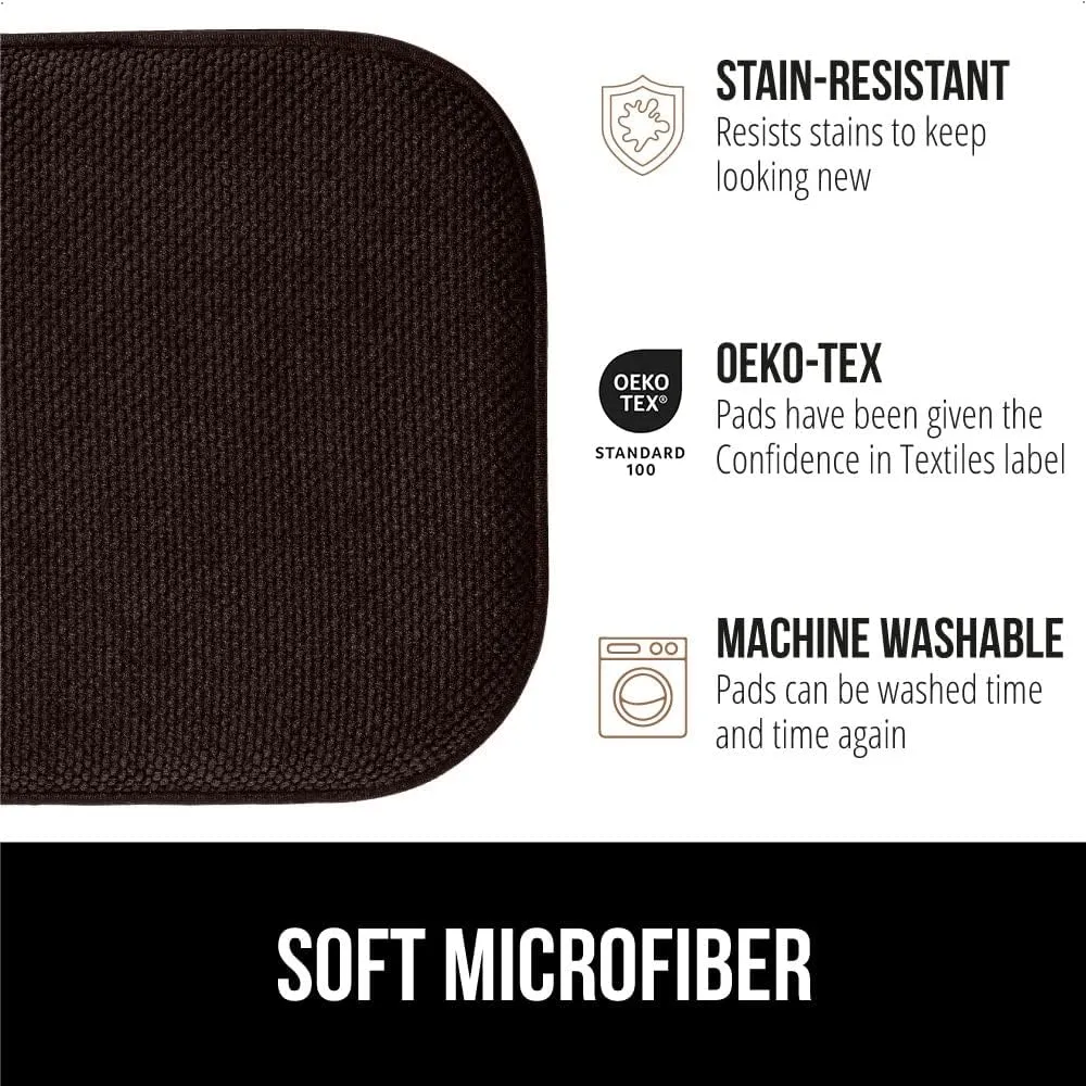 GORILLA GRIP Slip Resistant Chair Cushions, No Ties Required, Memory Foam Pads for Dining Room, Kitchen Table, Office, Rocking Chairs, Plush Seat Cover Cushion Pad, Home Decor, Set of 2 16x16, Brown