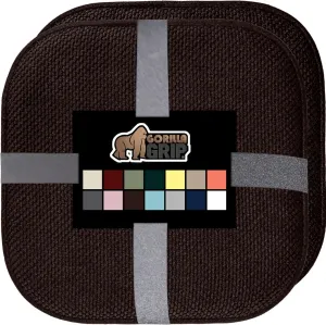 GORILLA GRIP Slip Resistant Chair Cushions, No Ties Required, Memory Foam Pads for Dining Room, Kitchen Table, Office, Rocking Chairs, Plush Seat Cover Cushion Pad, Home Decor, Set of 2 16x16, Brown
