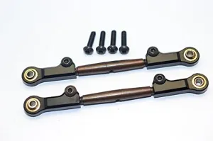 GPM For HPI Bullet Nitro 3.0 Upgrade Parts Spring Steel Front Adjustable Tie Rod With Aluminum Ends (4mm Anti Cross-Thread, To Extend 73mm-80mm) - 1Pr Set Black
