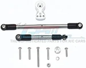 GPM for Tamiya MERC-Benz G500 CC-02 (#58675) Aluminum Servo Horn with Stainless Steel Adjustable Steering Link - 11Pc Set Silver