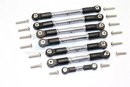 GPM for Traxxas Slash 4X4 & Telluride 4X4 Upgrade Parts Aluminum Completed Turnbuckles with Plastic Ball Ends - 7Pcs Set Gray Silver