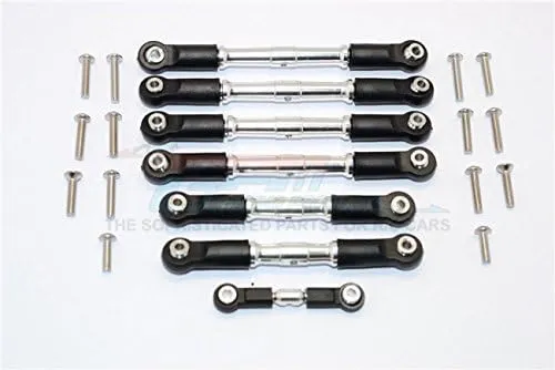 GPM for Traxxas Slash 4X4 & Telluride 4X4 Upgrade Parts Aluminum Completed Turnbuckles with Plastic Ball Ends - 7Pcs Set Silver