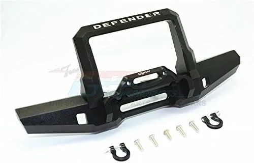 GPM for Traxxas TRX-4 Trail Defender Crawler Upgrade Parts Aluminum Front Bumper with D-Rings - 1 Set Black