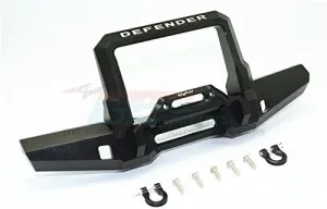 GPM for Traxxas TRX-4 Trail Defender Crawler Upgrade Parts Aluminum Front Bumper with D-Rings - 1 Set Black