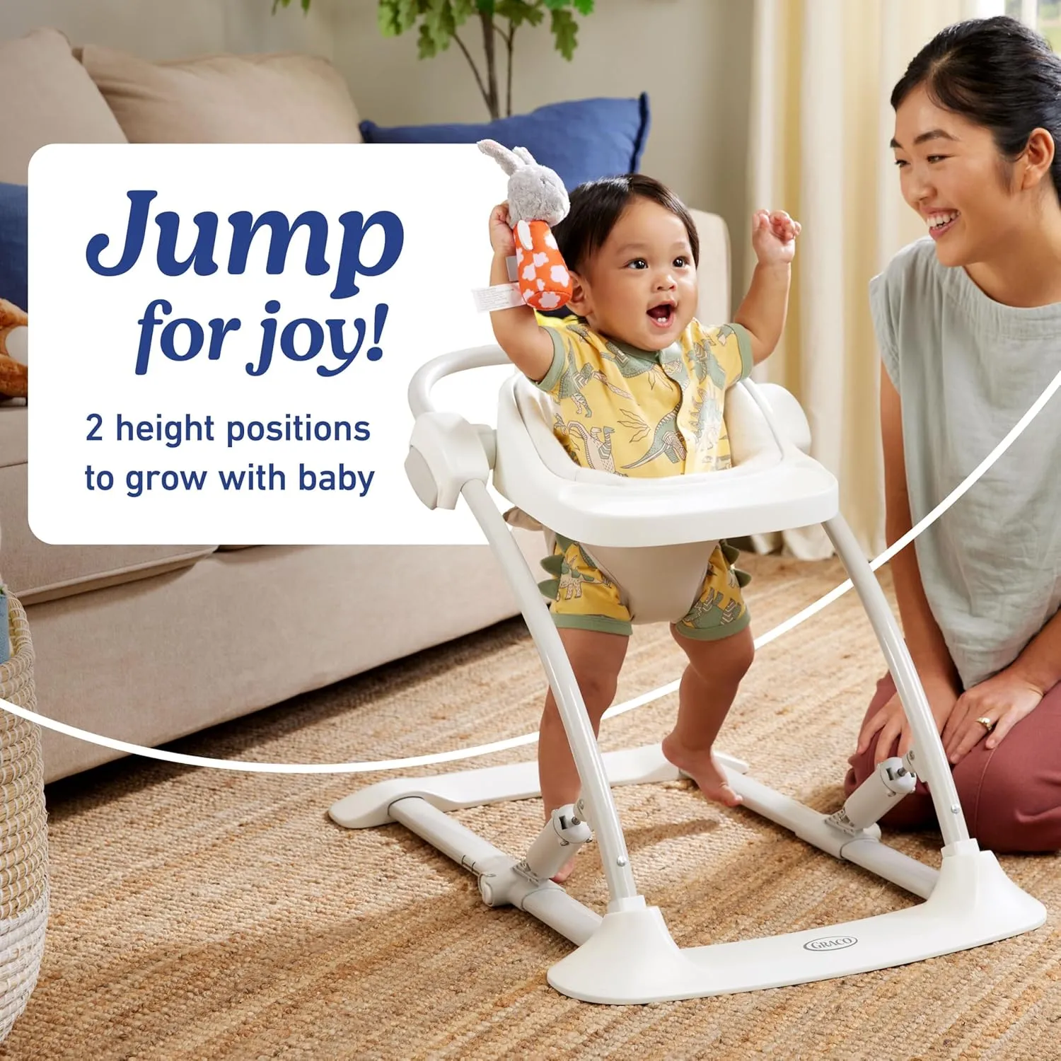 Graco Jumpstart 4-in-1 Activity Infant Bouncer and Jumper - 4 Ways to Play with Floor Seat and Kids Chair Modes