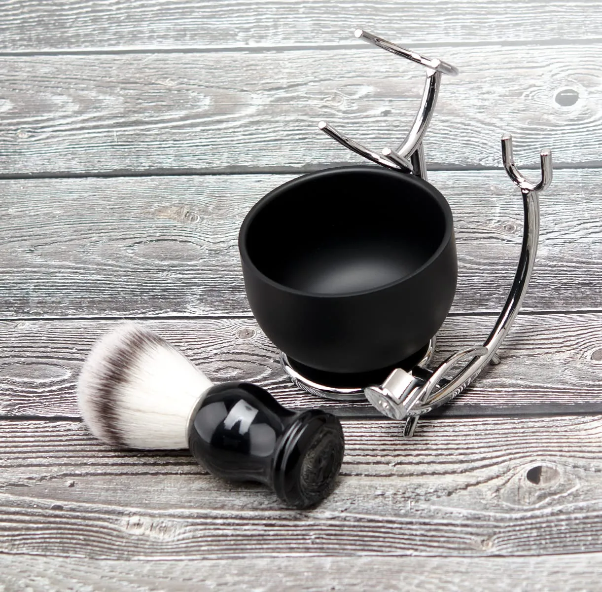 Grandslam Shaving Brush and Bowl Kit for Men, 3 in 1 Shaving Brush Set, Stainless Steel Shaving Bowl and Stand, Shaving Kit for Men