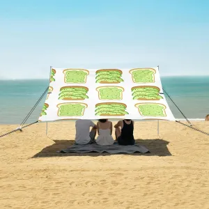 Green Avocado Toast Bread Beach Camping Tent Sun Shelter for Whole Family, Beach Shade Canopy with UPF50  UV Protection,Easy Set Up and Carry,Outdoor Shade for Trips, Fishing, Backyard Fun Picn