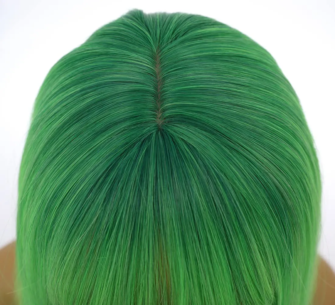 Green Wig - Long Straight Lime Green Wig with Bangs, Heat Resistant Synthetic Hair for Women & Girls Cosplay Costume