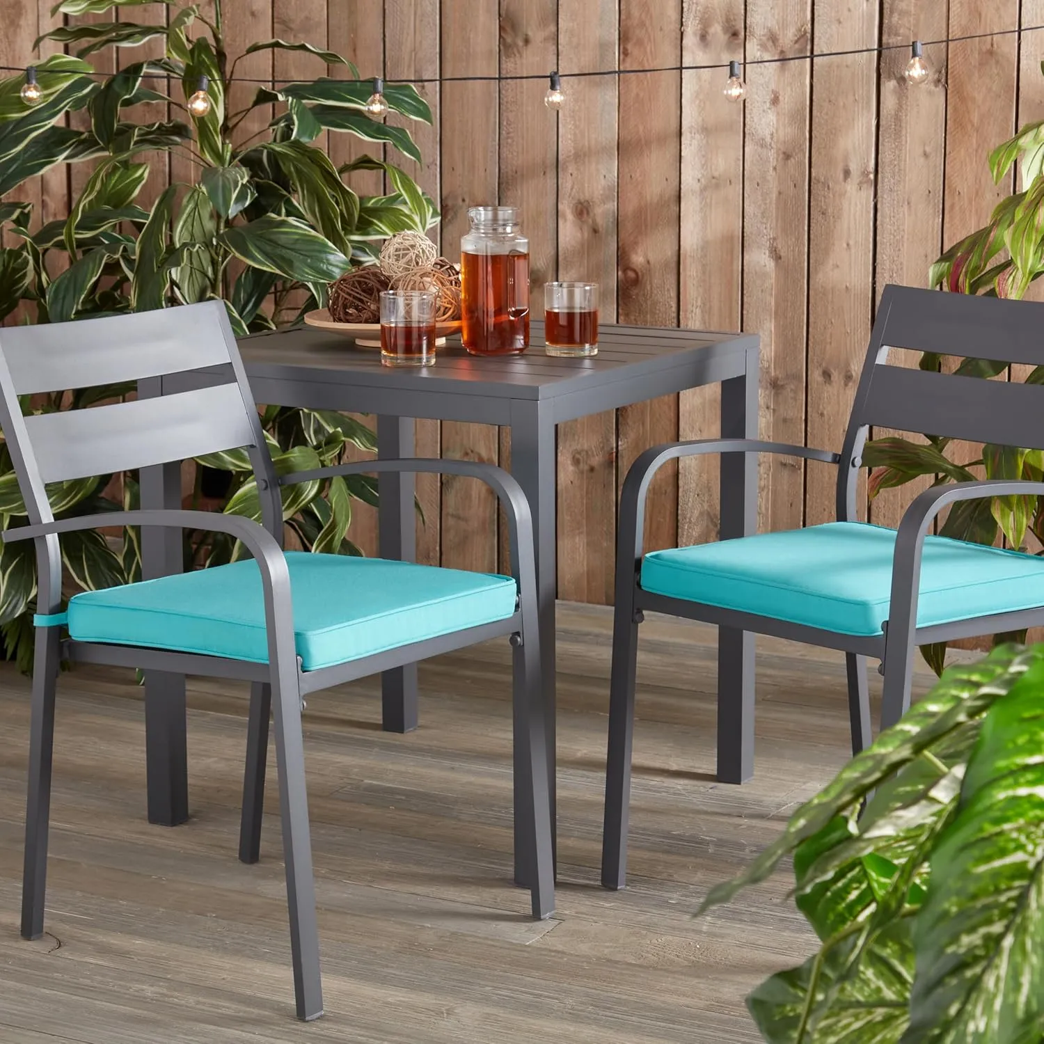 Greendale Home Fashions Sunbrella 17 in. Square Outdoor Corded Chair Pad, Canvas Aruba 2 Count