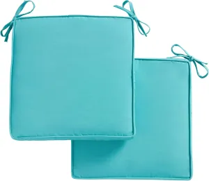 Greendale Home Fashions Sunbrella 17 in. Square Outdoor Corded Chair Pad, Canvas Aruba 2 Count