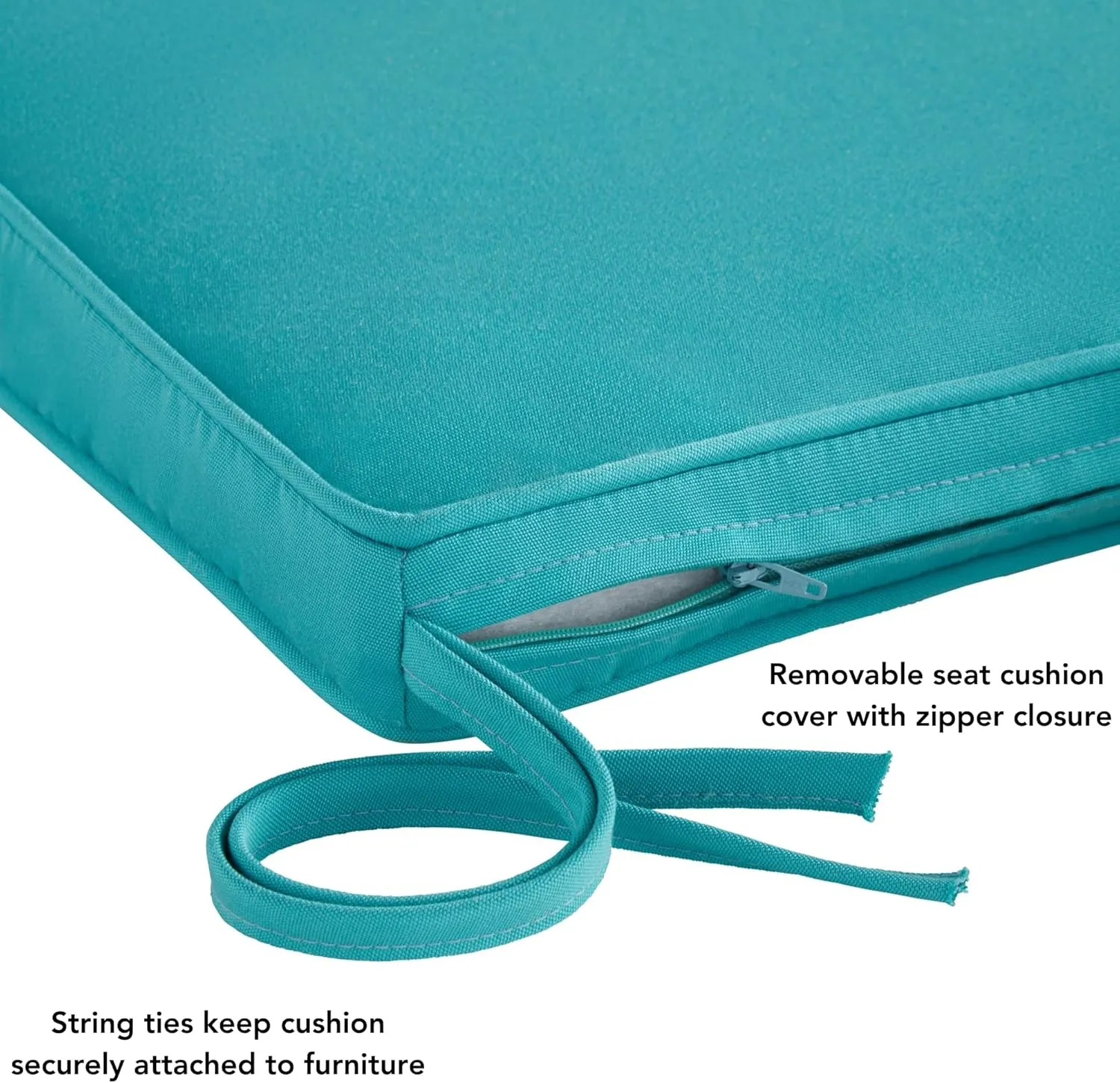 Greendale Home Fashions Sunbrella 17 in. Square Outdoor Corded Chair Pad, Canvas Aruba 2 Count