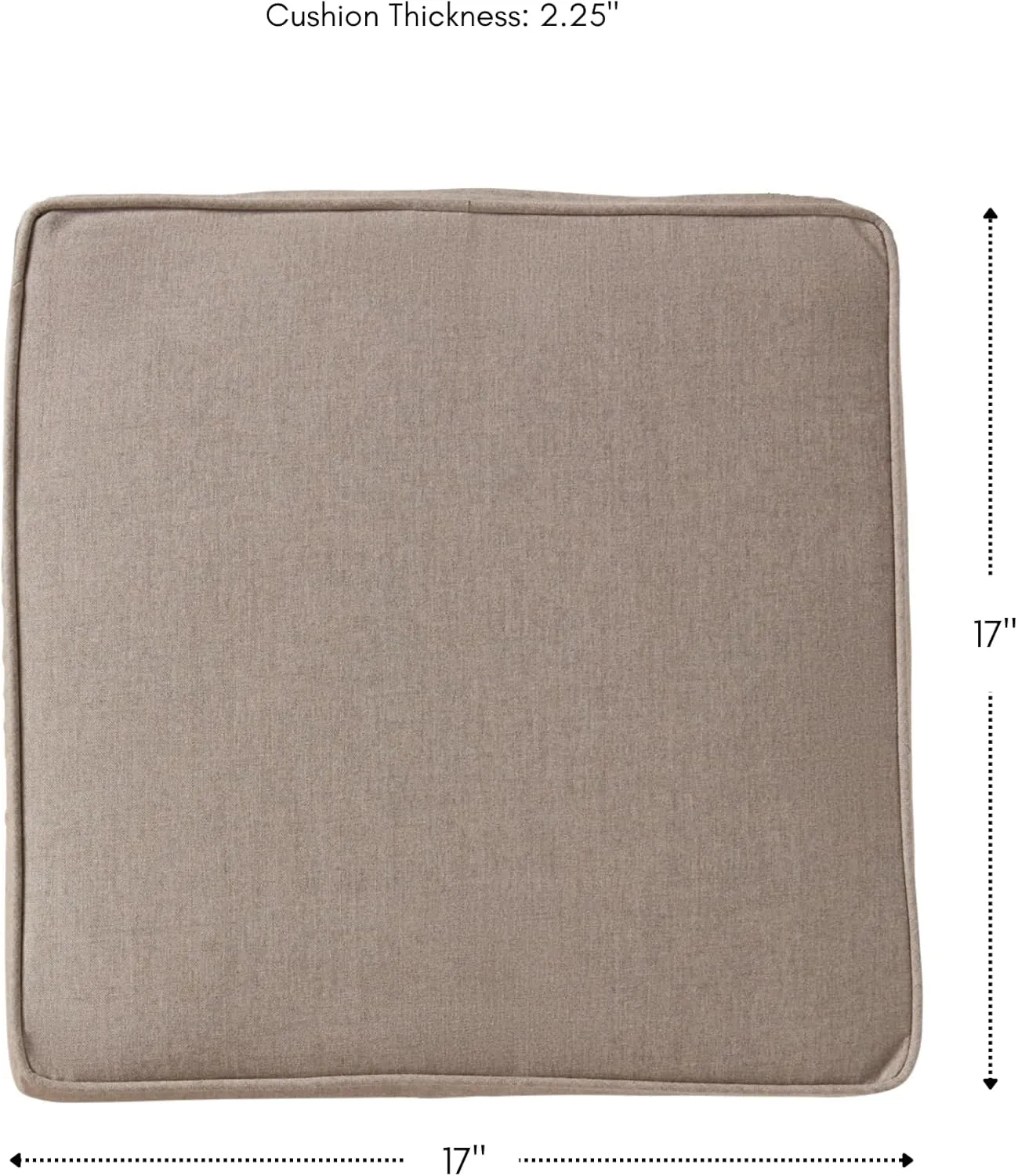 Greendale Home Fashions Sunbrella 17 in. Square Outdoor Corded Chair Pad, Cast Shale 2 Count