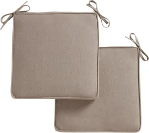Greendale Home Fashions Sunbrella 17 in. Square Outdoor Corded Chair Pad, Cast Shale 2 Count