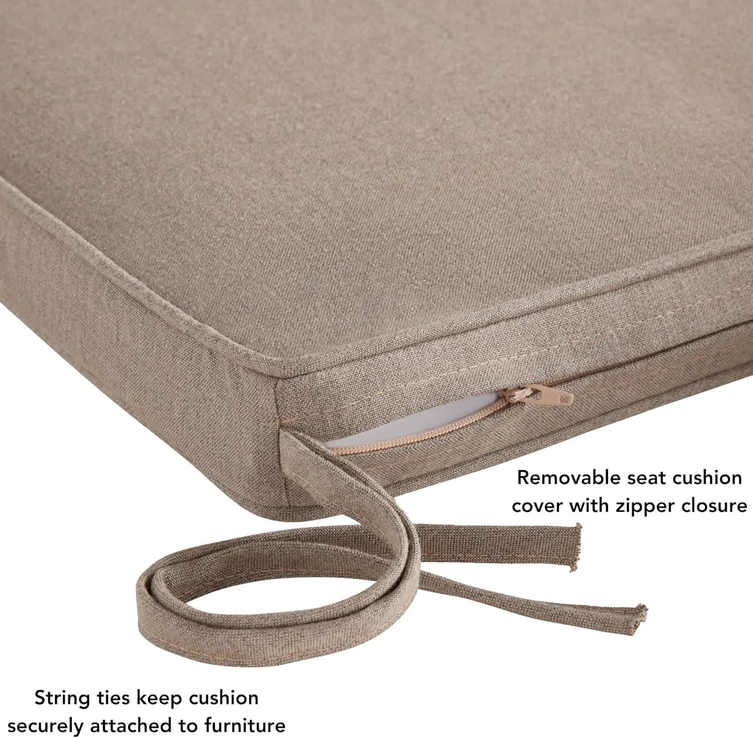 Greendale Home Fashions Sunbrella 17 in. Square Outdoor Corded Chair Pad, Cast Shale 2 Count