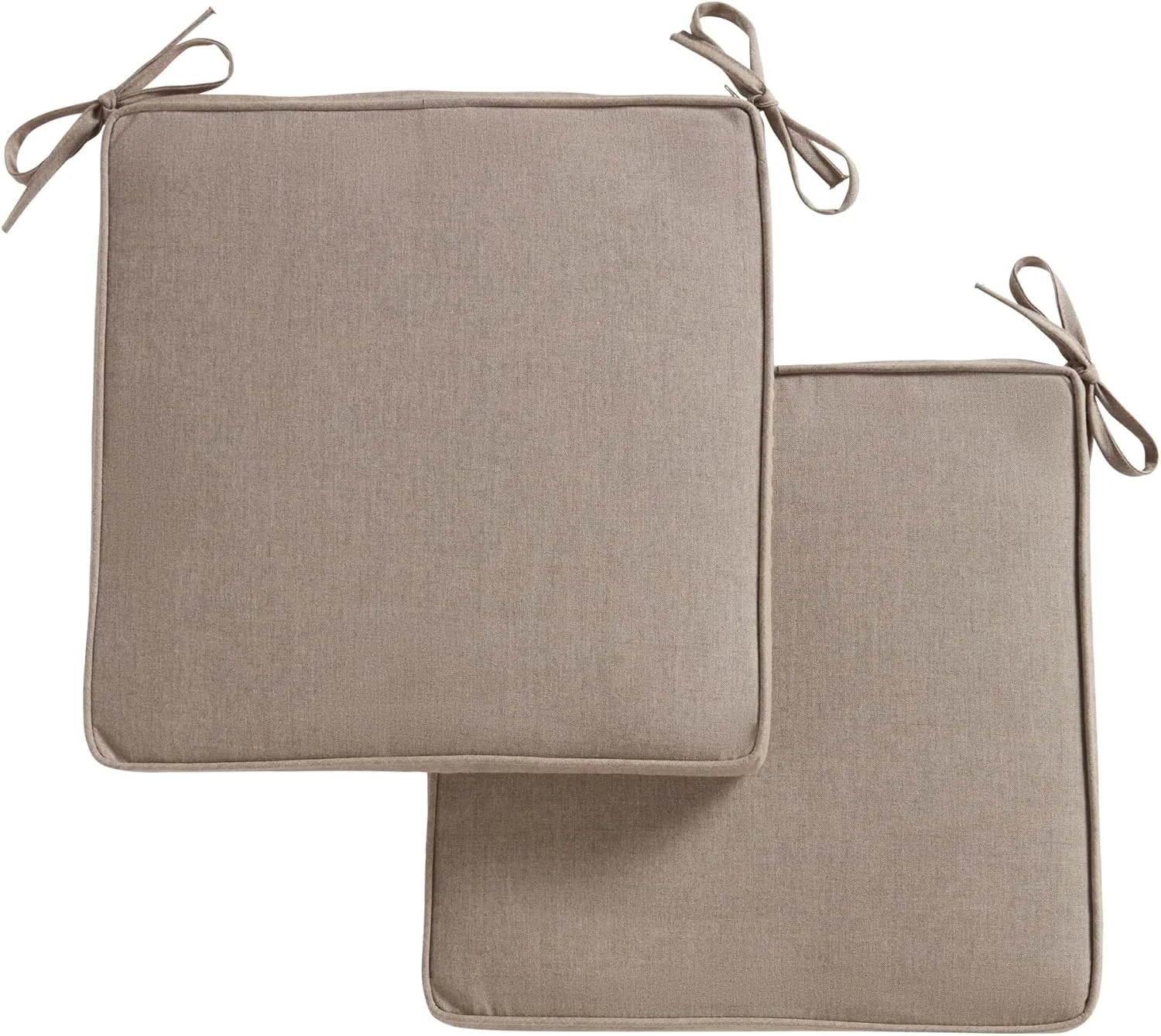 Greendale Home Fashions Sunbrella 17 in. Square Outdoor Corded Chair Pad, Cast Shale 2 Count