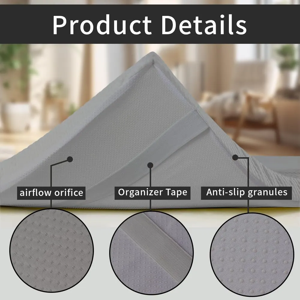 Grey 73x24x2 inch Memory Foam Massage Table Topper with Removable Cover-Elastic Bands Non-Slip-Lash Bed Cushion for Beauty and Massage
