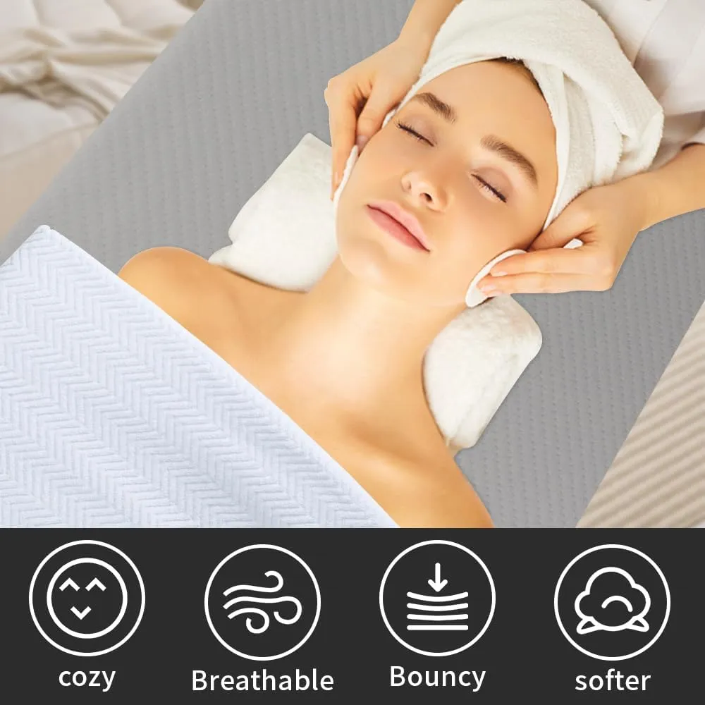Grey 73x24x2 inch Memory Foam Massage Table Topper with Removable Cover-Elastic Bands Non-Slip-Lash Bed Cushion for Beauty and Massage