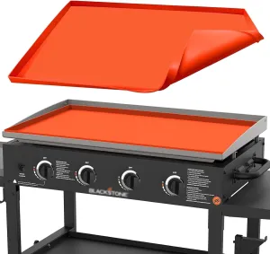 Griddle Cover Mat for Blackstone 36 Inch Griddle Accessories, All-Season Protection Against Dirt & Rust, Food Grade Silicone Grill Mat (ORANGE)