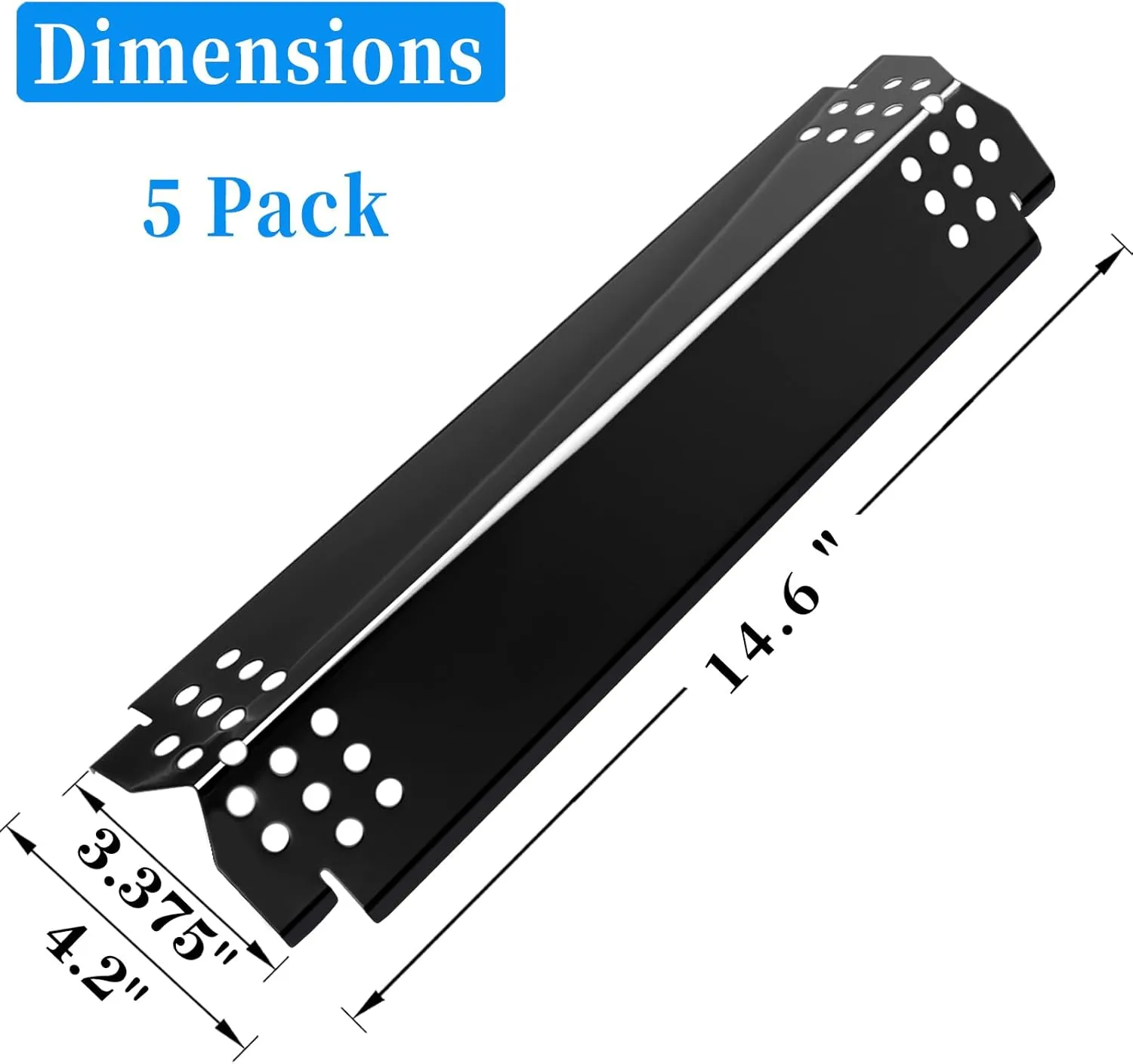 Grill Heat Plates Replacement Parts for Nexgrill 720-0888N, Porcelain Steel Heat Tents, Burner Cover, Flame Tamer, Heat Shield for Home Depot Nexgrill 5 Burner 720-0888, 14.6 Inch