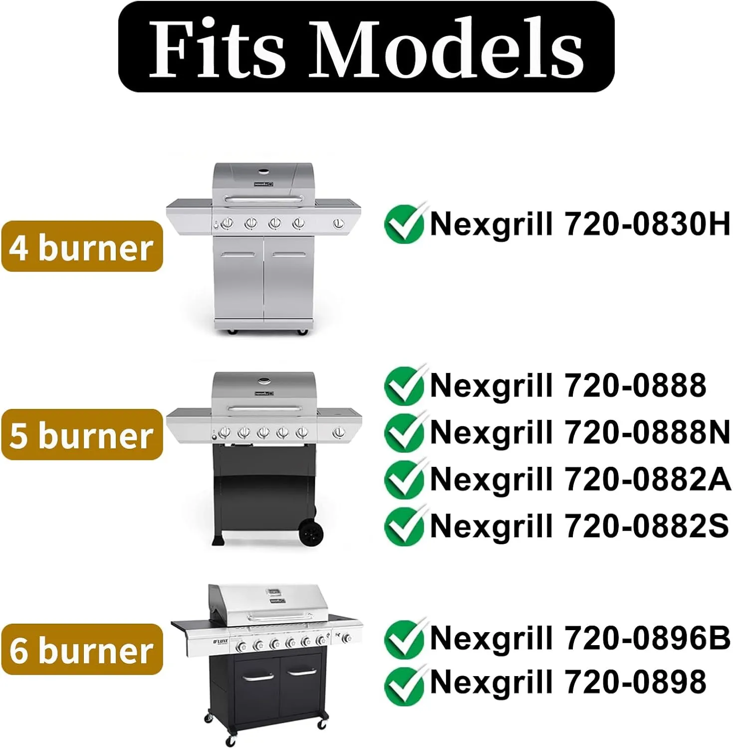 Grill Heat Plates Replacement Parts for Nexgrill 720-0896B, Porcelain Steel Heat Tents, Burner Cover, Flame Tamer, Heat Shield for Home Depot Nexgrill 6 Burner 720-0898, 14.6 Inch
