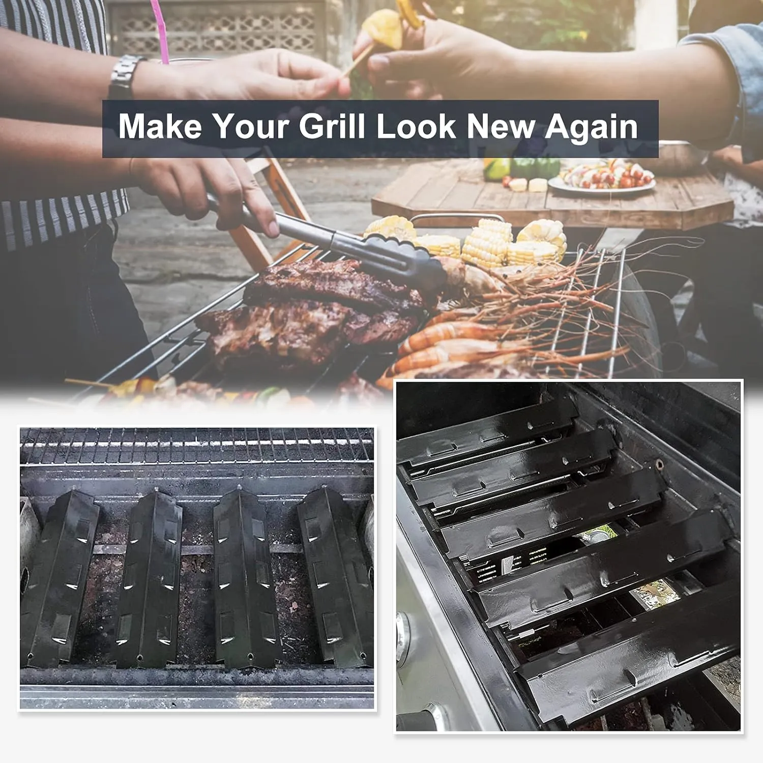 Grill Replacement Parts for Charbroil 463230515, 463230512, 463230513, 463230514, 463239915, 463230511 Models, Grill Heat Plate Tent Shield, Pipe Burner Tubes and Crossover Tubes