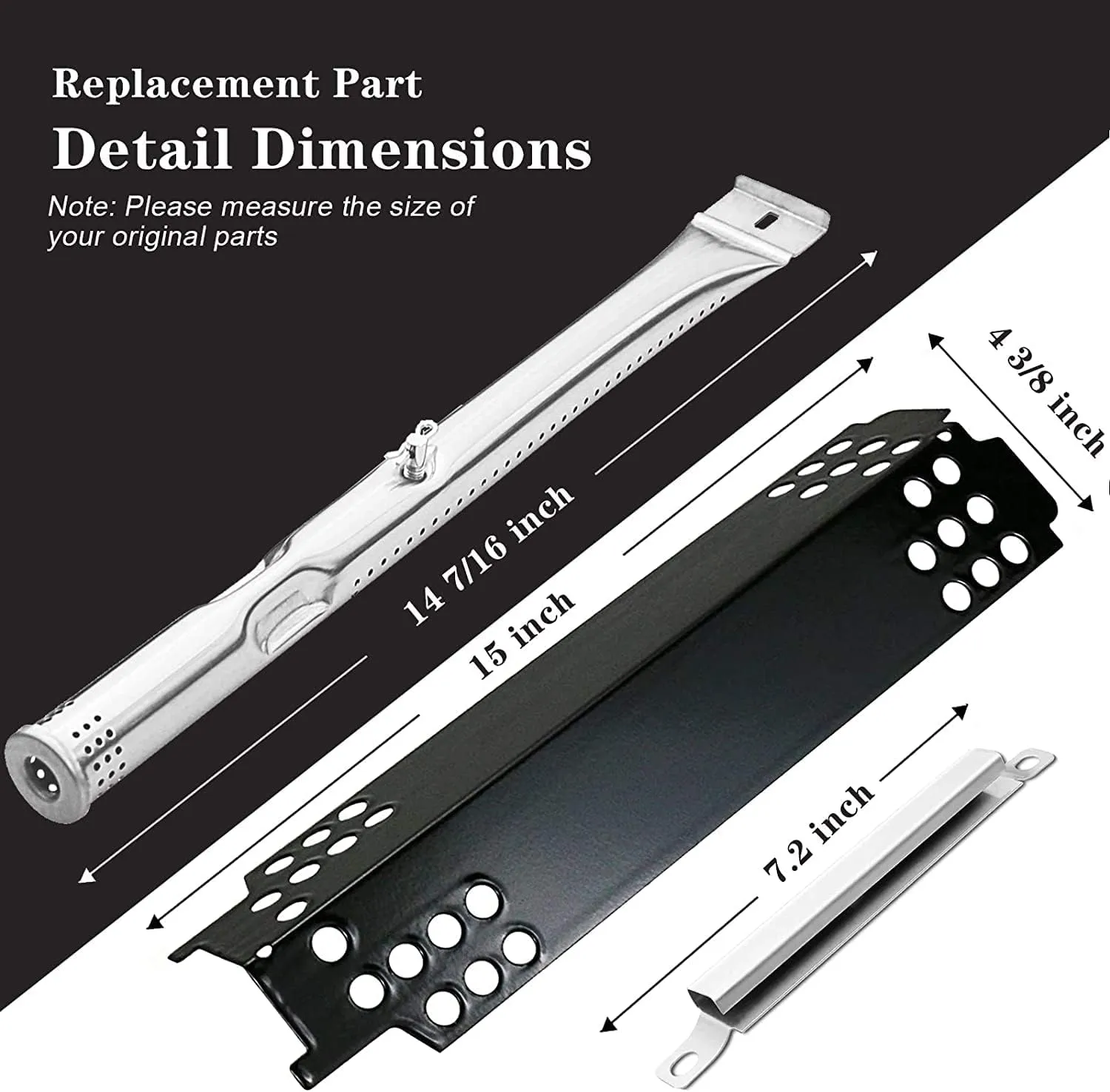Grill Replacement Parts for Charbroil 463436215, 463436213, 463436214, 467300115, G432-001N-W1, G432-Y700-W1, G432-0096-W1, Grill Burner Tube, Heat Plate Tent, Cooking Grate and Crossover Tube