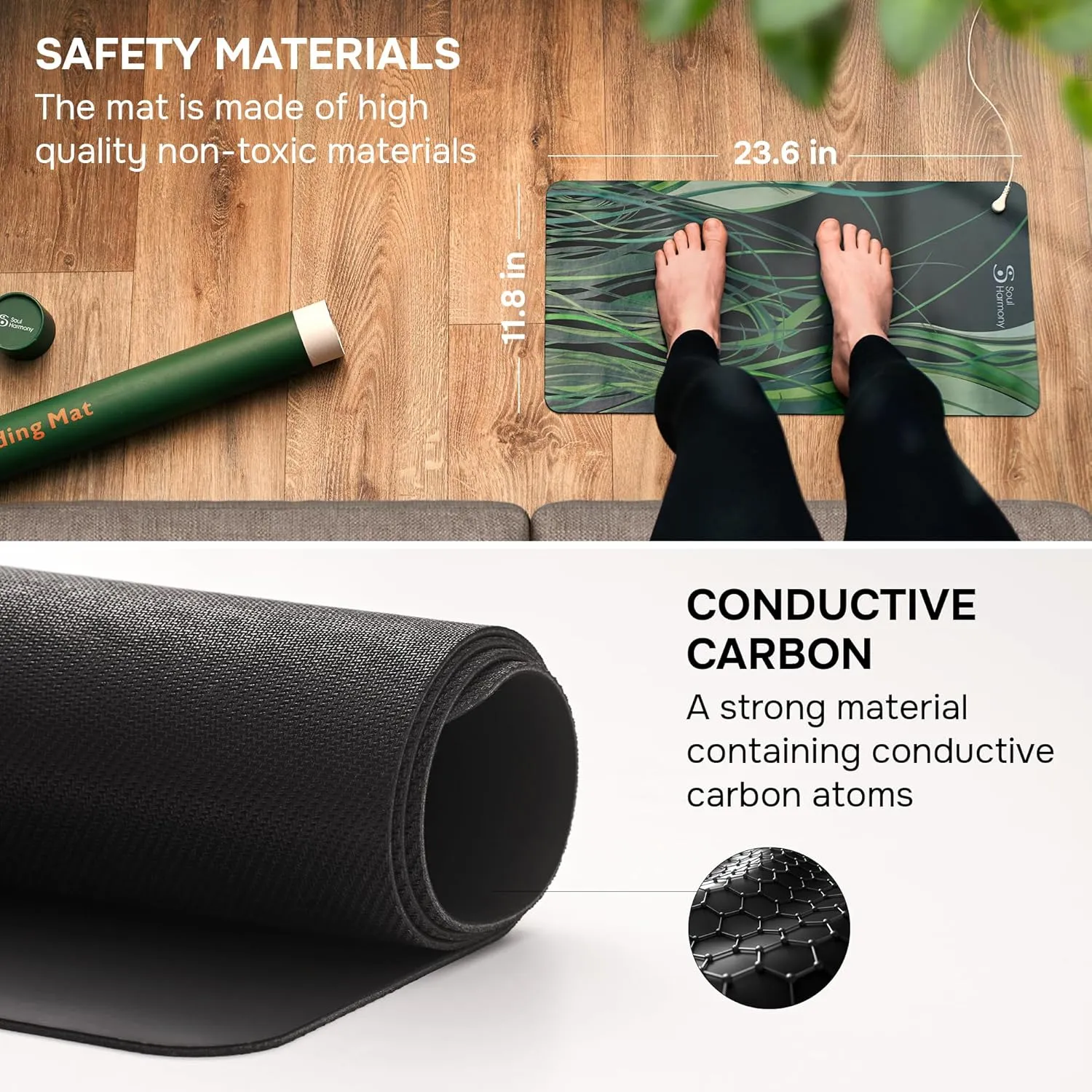 Grounding Mat 11.8"x23.6" - Colored Grounding Mat Earthing - Grounding Pad for Feet - Grounding Mouse Pad - Earthing Mat
