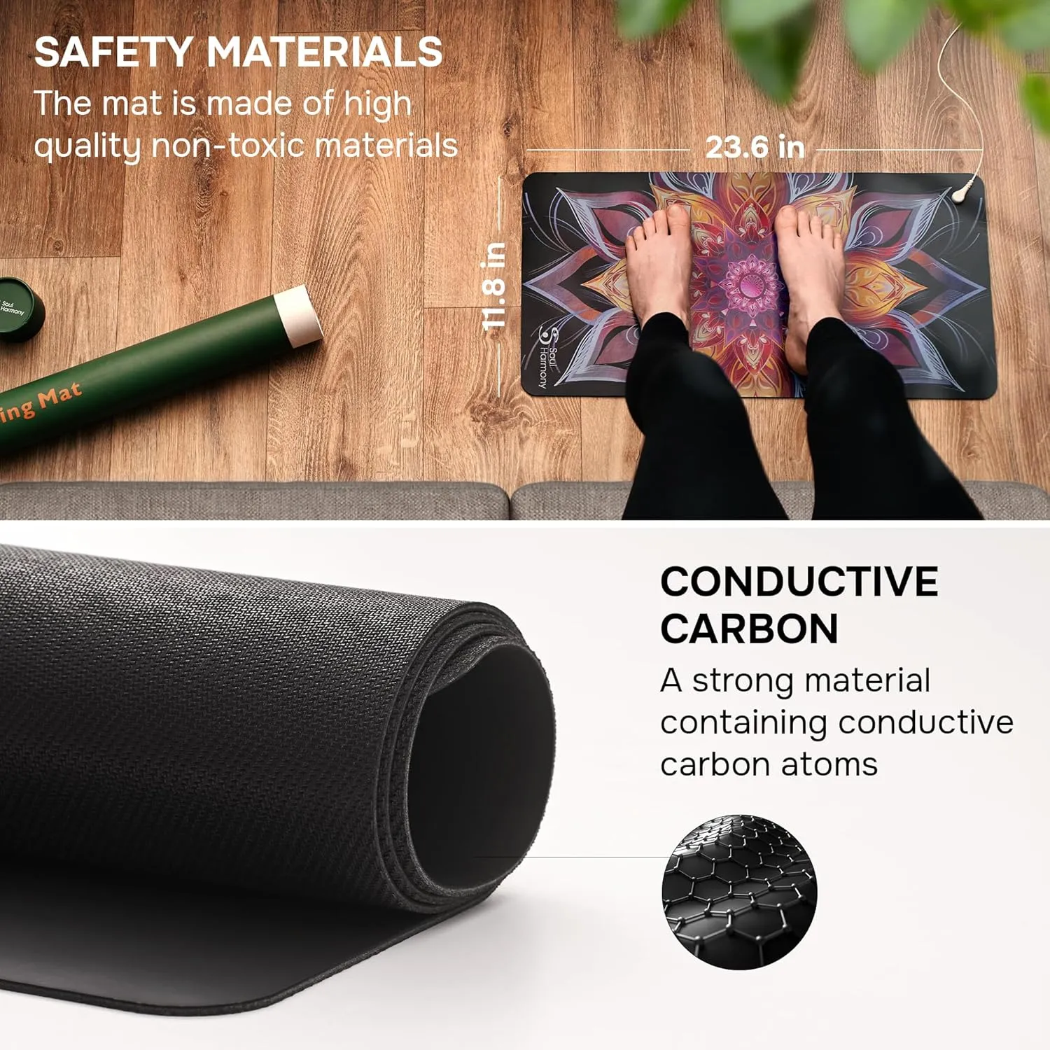 Grounding Mat 11.8"x23.6" - Colored Grounding Mat Earthing - Grounding Pad for Feet - Grounding Mouse Pad - Earthing Mat