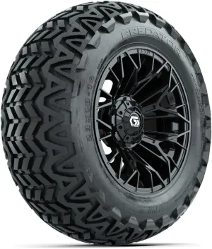 GTW Stellar Black Wheels with Predator All-Terrain Tires, 14 inch, 23x10-14, Set of 4