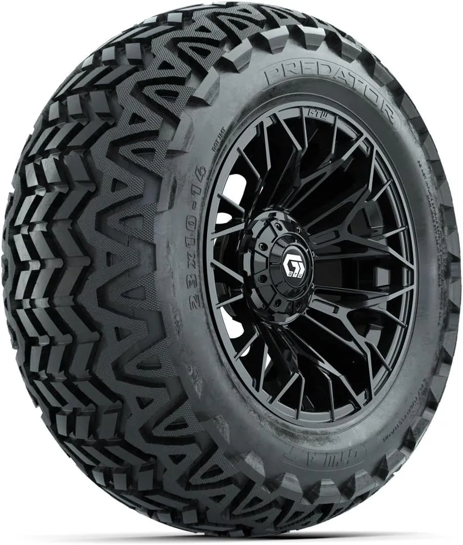 GTW Stellar Black Wheels with Predator All-Terrain Tires, 14 inch, 23x10-14, Set of 4