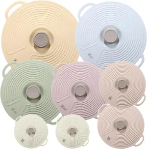 GUANCI Silicone Lids for Bowl 8 Pack, Microwave Splatter Cover with 6 Sizes Reusable Heat Resistant Lids Fits Cups, Bowls, Plates, Pots, Pans, Skillets, Stove Top, Oven, Fridge Dishwasher Safe